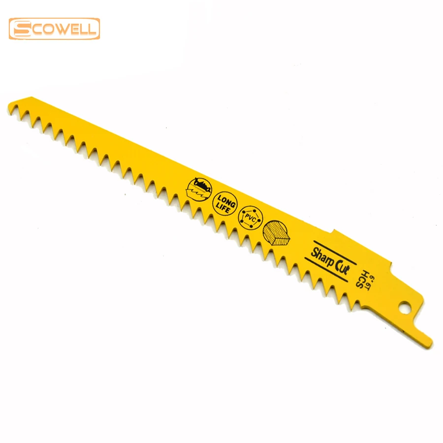 5 embalaje SCOWELL 6 "pulgadas 6TPI hoja de sierra de sable recíproca de acero al carbono para cortar madera plástico herramientas de bricolaje accesorios rompecabezas