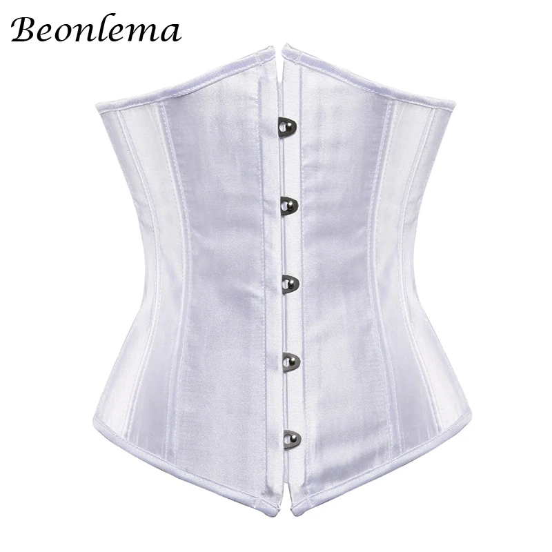 Beonlema Women Underbust Corset White Pink Sexy Bustier Slimming Corsets Plus Size Waist Corset Soft Corsage Bridal Clothes