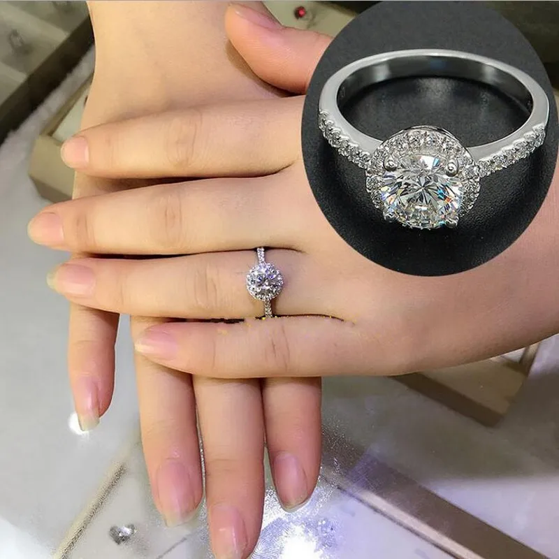 925 Sterling silver fashion Female Ring 3ct AAAAA cz Promise Wedding Band Rings for Women Bridal Finger Party Jewelry Gift