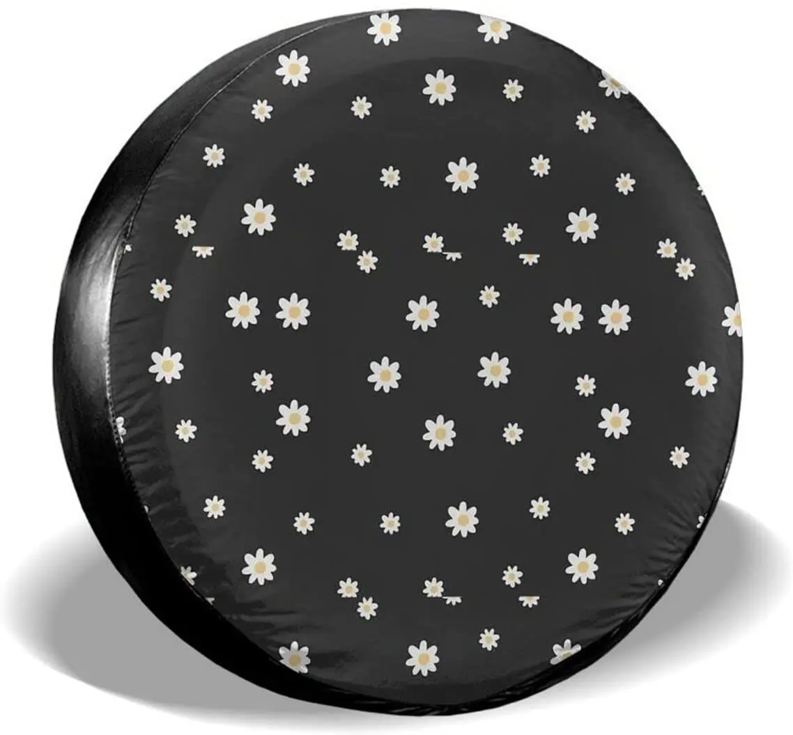 

Kanen Small Flower Black Spare Tire COVER CAR Universal Sunscreen Waterproof Dust-Proof Wheel COVER CARs Fit for Trailer Rv SUV