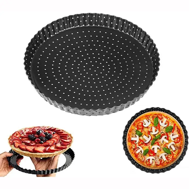 5/8/9Inch Non-Stick Tart Quiche Flan Pan Molds Pastry Cake Pizza Bakeware with Holes Removable Loose Bottom Round Pie Tray Tools