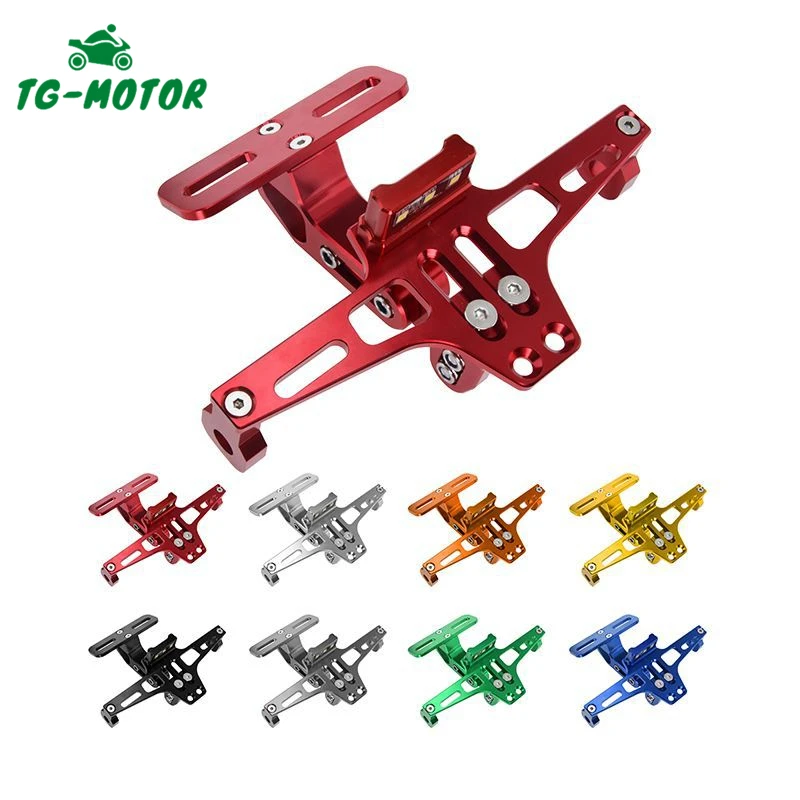 

TG-Motor Universal Aluminum Motorcycle Rear License Plate Frame Mount Holder with LED Light For KTM Kawasaki Honda Yamaha Suzuki