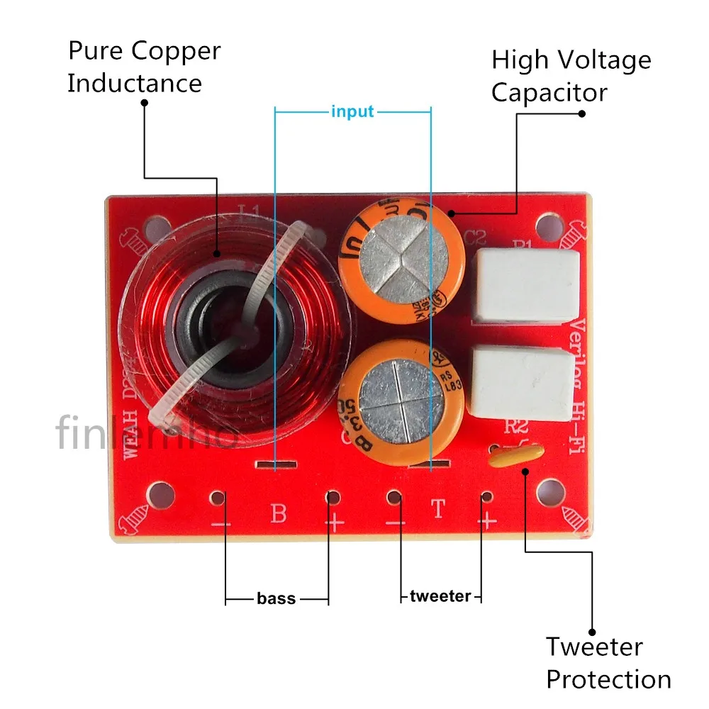 2 Way Speaker Crossover Filter Cabinet Accessories For HiFi Tweeter Car Woofer Home Theater Studio DJ Audio