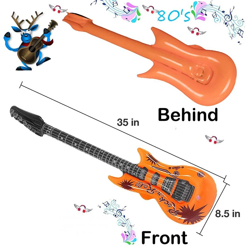 80s Party 90s Props Rockstar Electric Guitar Inflatable 35 inch Rock \'N Roll  Birthday Party Decoration Balloon Toy Supplies