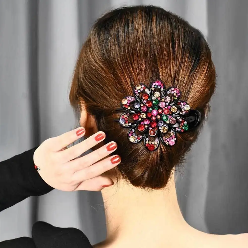 Tools All-match Mother Hair Claw Flower Hair Clip Rhinestone Duckbill Clip Korean Style Hairpin Female Hair Accessories