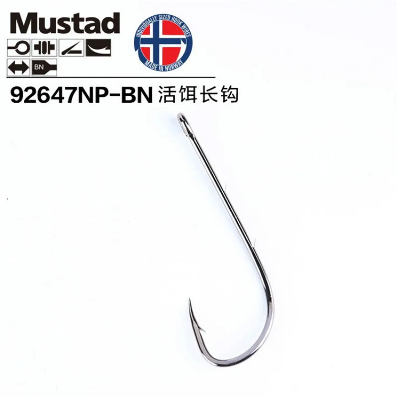 Original Mustad Fishing Hooks 92647 Live Bait Casting Double Backstab Fishing Hooks Worm Barbed Hooks Pesca Fish Accessories