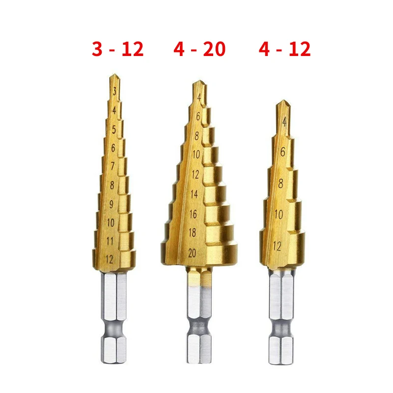 Punta da trapano in titanio HSS 3-12 3-13 4-12 4-20 4-22 4-32 utensili elettrici di perforazione metallo acciaio ad alta velocità foro per legno sega cono passo