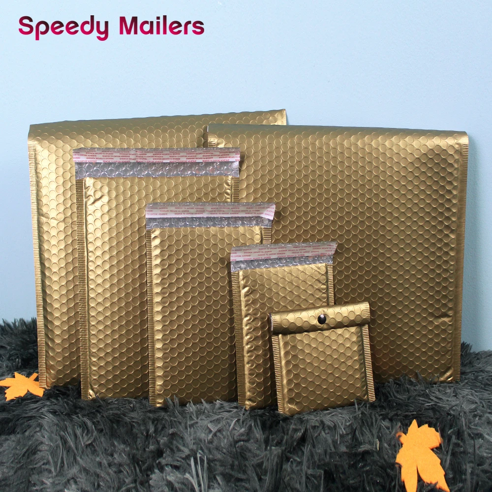 5 Size 20PCS Bubble Mailers Matte Gold Shipping Envelopes With Bubble Padded Postal Mailing Envelope Bags Waterproof Courier Bag