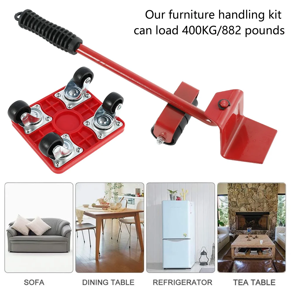 Heavy Furniture Mover Set Shifter Lifter Wheels Transport Lifter with Universal Wheel Stuffs Moving Roller Bar Hand Tools