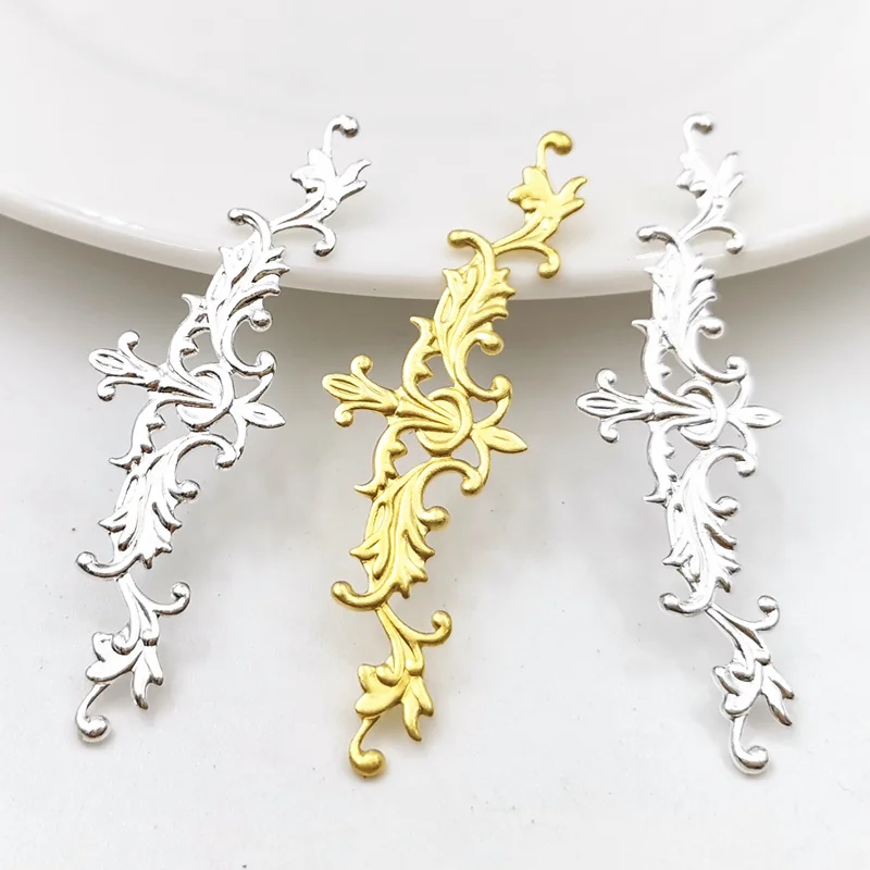 

SIXTY TOWFISH 20 Pieces 15.5*51mm DIY Jewelry Accessories Handmade Materials Charms Brass Flower Filigree Flower Slice