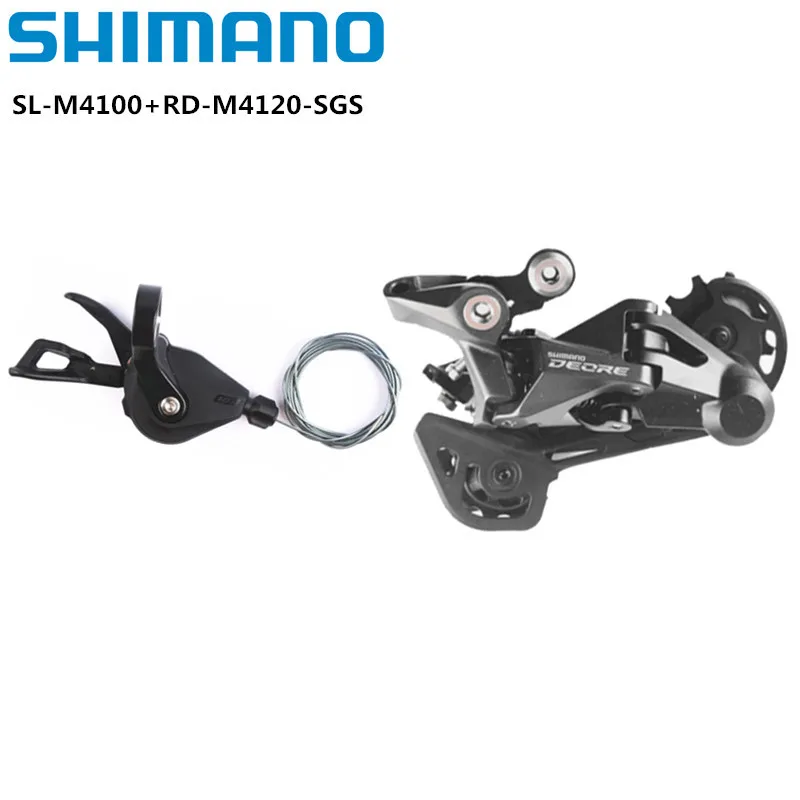 Shimano Deore M4100 Mini-Gruppe 2 x 10 V/11 V Schalthebel RD-M4120 M5120 Schaltwerk mit langem Käfig für 10 s Mountainbike-Set – Detail 1