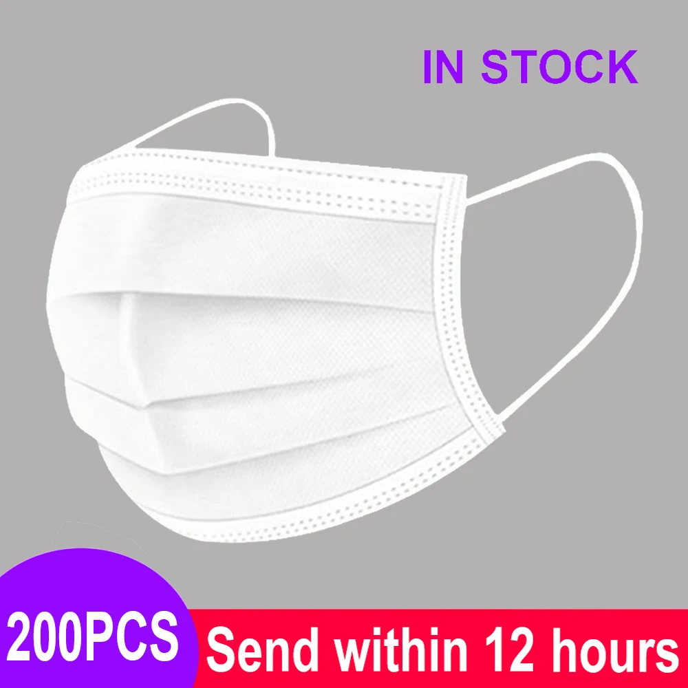 Mondmaskers 3-laags anti-stof wegwerpmascarilla's Niet-geweven smeltgeblazen stoffen maskers Elastisch oorlus gezichtsmasker