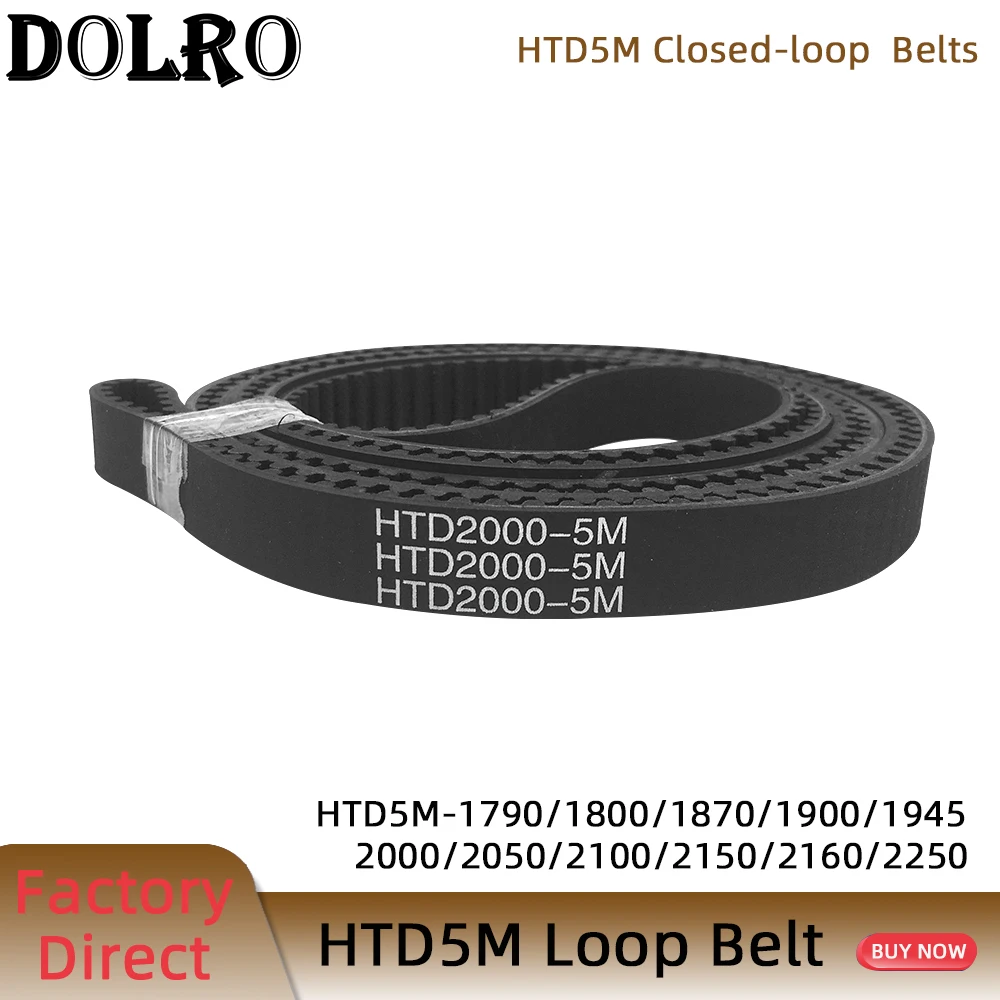 

HTD5M Synchronous Timing belt perimet 1790/1800/1870/1900/1945/2000/2050/2100/2150/2160/2250 mm width15/20/25/30mm Rubber closed