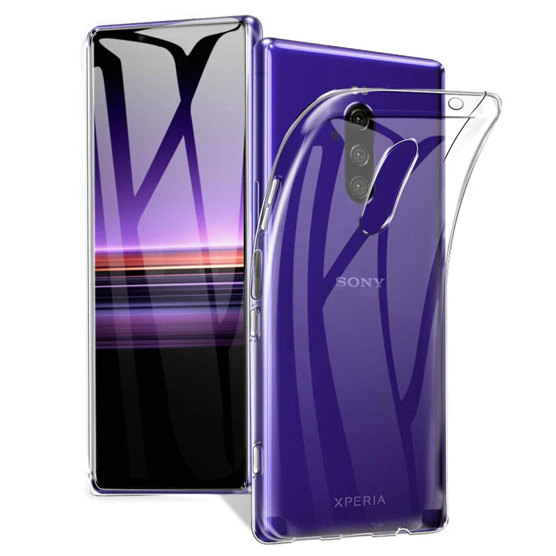 Soft TPU Phone Back Cover Cases for Sony Xperia 1 Silicon Shockproof Armor Xperia1 SonyXperia1 2019 Crystal Clear 360 Protective