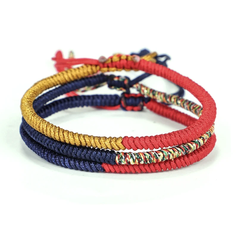 HandmadeTibetan Lucky Bracelet Set For Friendship Couples Tibetan Buddhist Blessed Knots Bracelet Rope Bangles Lover Lucky Wish