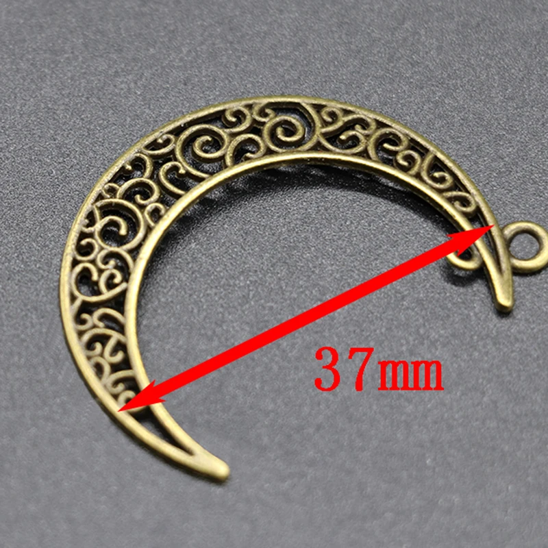 Mibrow 20pcs/lot Vintage 7 Colors Moon Charms Pendant 37mm Size Moon Charm for DIY Jewelry Making Findings