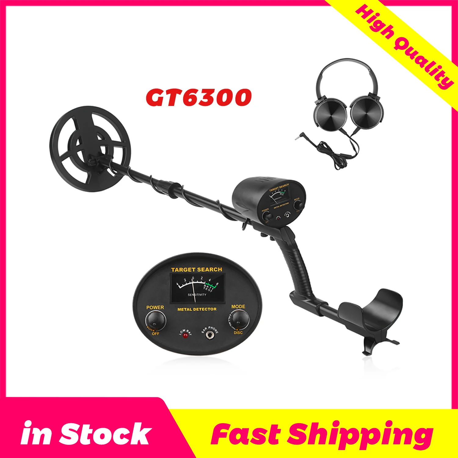 Metal Detector sotterraneo professionale GT6300 lunghezza regolabile rilevatore d'oro cercatore di tesori GT6300 per la ricerca del tesoro