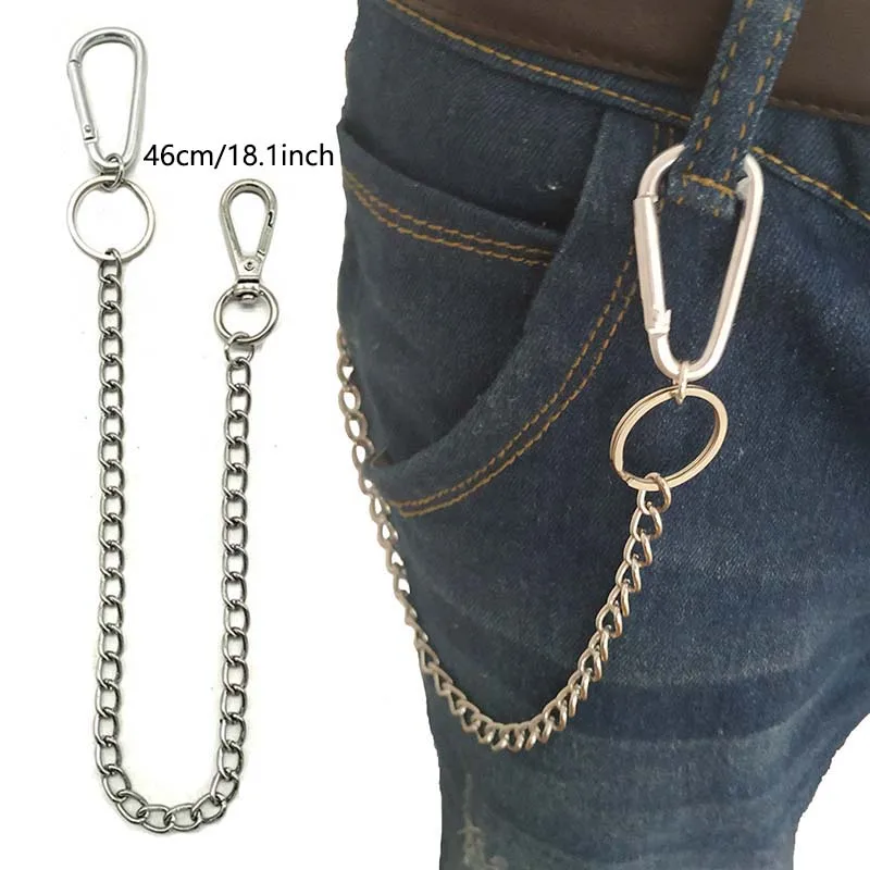 46cm Long Metal Wallet Belt Chain Rock Punk Trousers Hipster Pant Jean Keychain Clip Keyring HipHop Jewelry