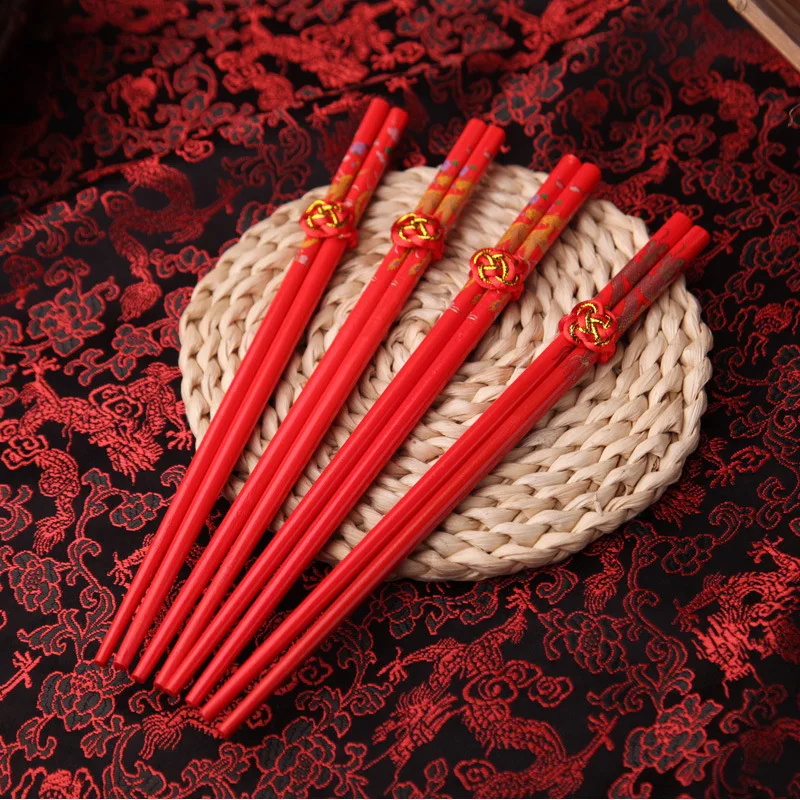 Wedding festive dragon and phoenix chopsticks wedding supplies bamboo chopsticks wedding wedding supplies