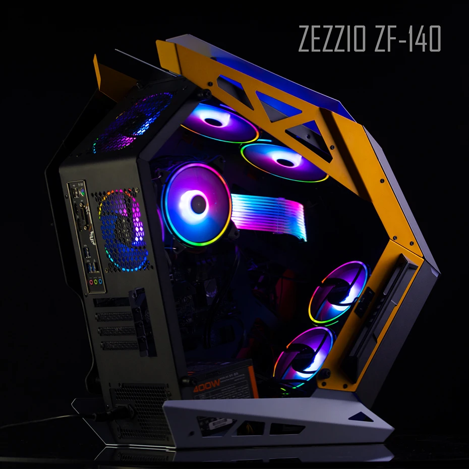 Zezzio ZF-140 Case Fan 140mm CPU Cooler AURA SYNC 5V 3PIN ARGB PWM Silence Cooling Fan Computer Case Radiator Cooles Fans