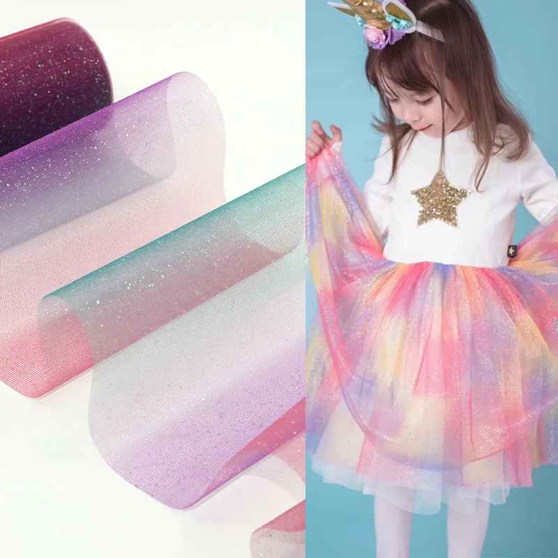 

10yard 15cm Glitter Rainbow Tulle Roll Sparkly Organza DIY Craft Tutu Skirt Unicorn Birthday Party Decoration Wedding Decoration