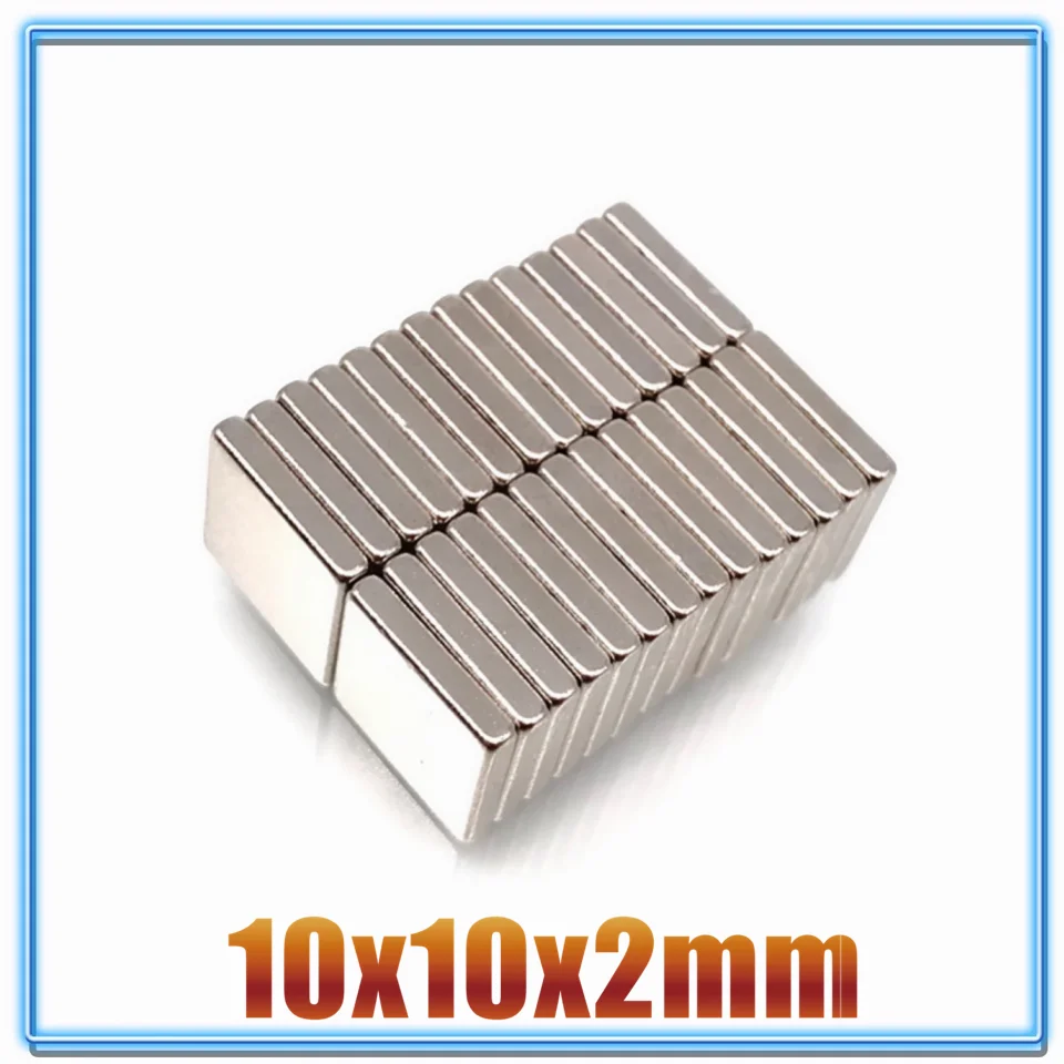 20~200Pcs 10x10x2 Neodymium Magnet 10*10*2 N35 NdFeB Magnets Block Super Powerful Strong Permanent Magnetic imanes Block