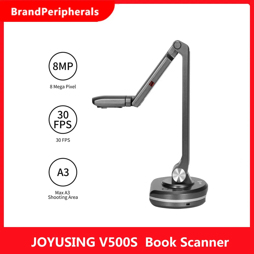 JOYUSING V500S USB 2-in-1 8MP Document Camera & Book Scanner Webcam with Auto Focus A3 Scanning Size LED Light for Mac Windows