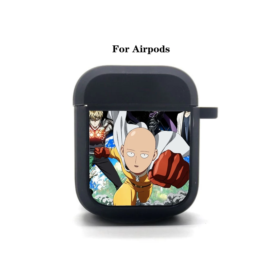 Funda de Anime ONE PUNCH-MAN para AirPods de Apple, funda protectora de silicona suave para auriculares Bluetooth