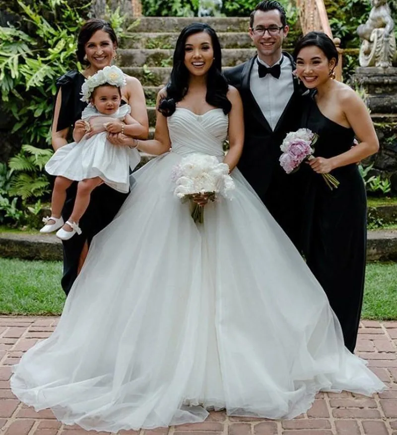 Vestidos De novia De estilo campestre con pliegues De tul, vestidos De novia De boda con lazo largo personalizados