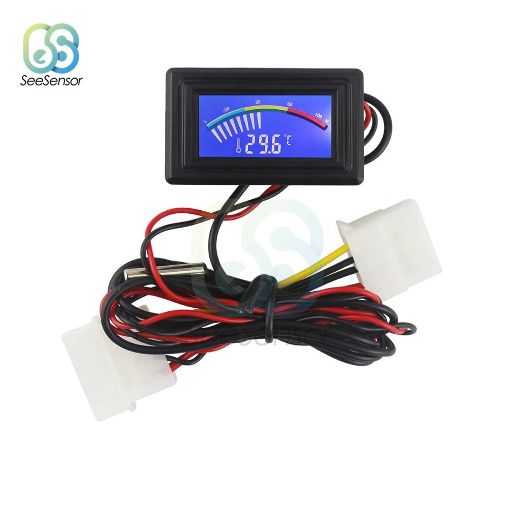 LCD Pointer Digital Thermometer Car Water Temperature Meter Gauge C/F NTC Sensor for Computer Case Air Conditioning Boilers