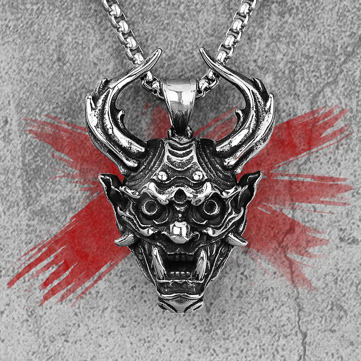 Prajna Horned Monster Stainless Steel Men Necklaces Pendants Chain Punk for Boyfriend Male Jewelry Creativity Gift Wholesale