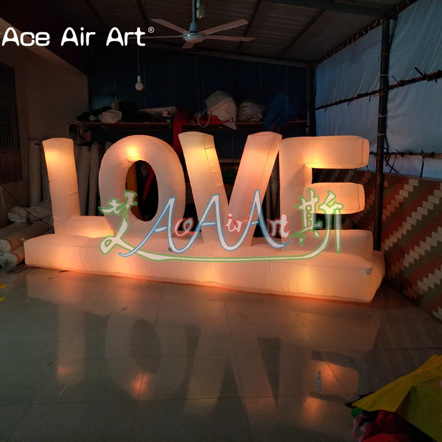 Letras de amor infláveis de iluminações coloridas com luzes para decoração de dia dos namorados e festas, decoração inflável de LED