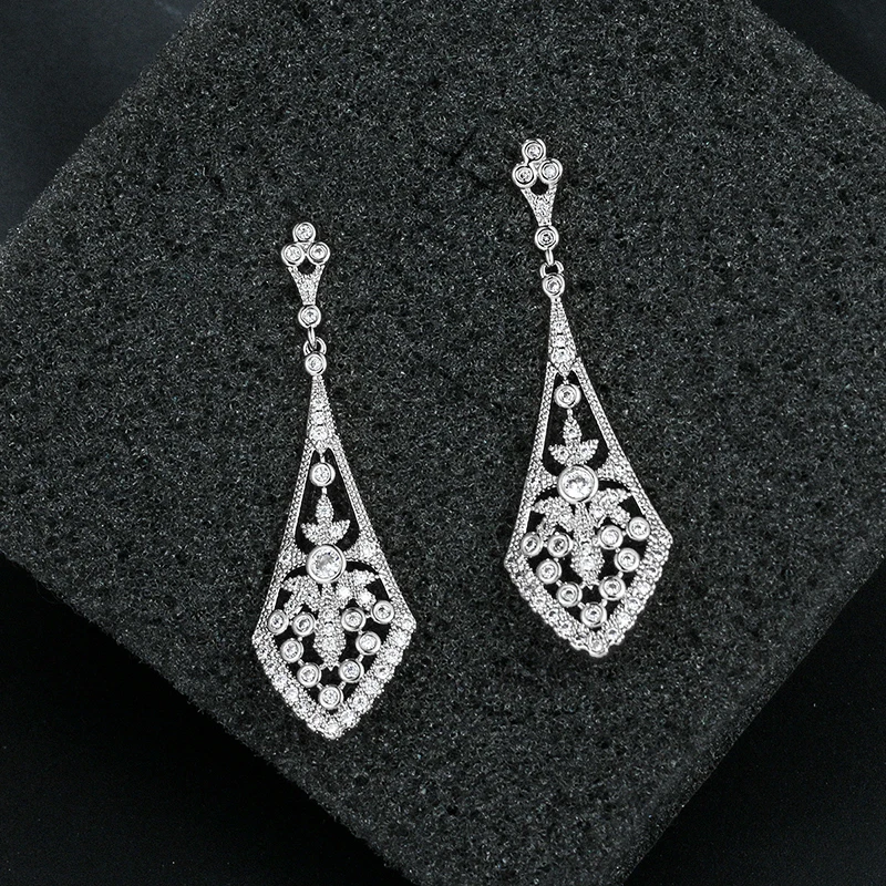 WEIMANJINGDIAN New Arrival Art Deco Cubic Zirconia CZ Crystal Drop Earring for Wedding Bridal Bridesmaid's Jewelry Gifts