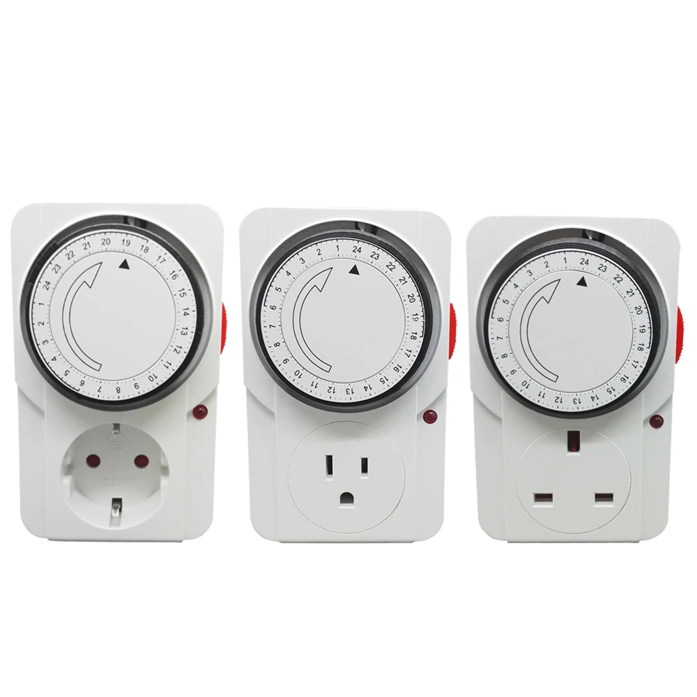 Electronic Digital Timer Switch EU US UK Plug Kitchen Timer Outlet 230V 24 Hour Programmable Timing Socket