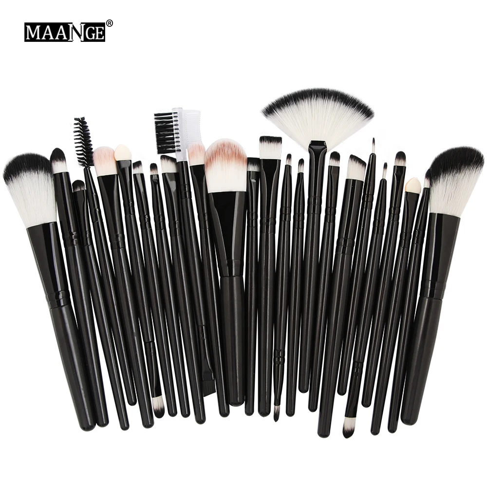 

MAANGE 25pcs Makeup Brushes Set Beauty Foundation Power Blush Eye Shadow Brow Lash Fan Lip Concealer Face MakeUp Tool Brush Kit