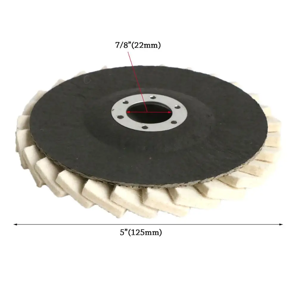 5 인치 125mm 양모 연마 휠 버핑 패드 앵글 그라인더 휠 금속 대리석 유리 도자기에 대한 연마 디스크를 느꼈다