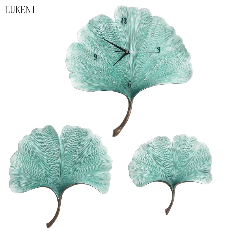 Ginkgo Biloba Living Room Clock Mute Wall Clock Nordic Fashion Household Creative Quartz Clock Decoration Crafts Wall Watch