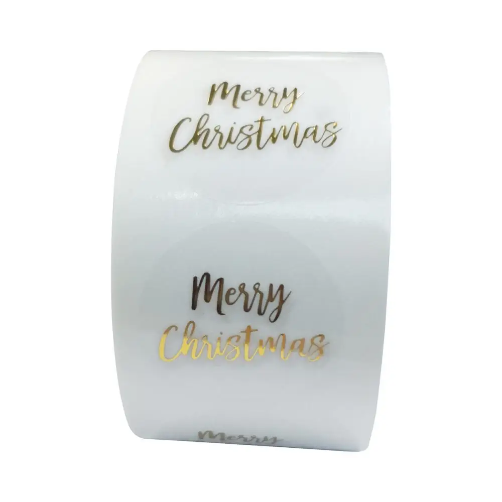 50pcs Round Clear Merry Christmas Stickers Thank You Card Box Package Label Sealing Stickers Wedding Decor Stationery Sticker