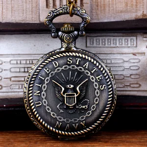 1075 Модные индивидуальные большие бронзовые часы с железной цепочкой и кольцом в виде птицы, ретро кварцевые карманные часы, классические винтажные карманные часы