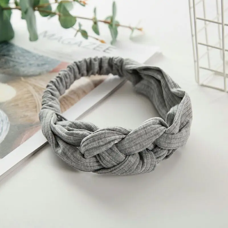 Knitted Chinese Knot Cross Headband Twisted Solid Color Wide-brimmed Headband Make-up Wash Headband Hair Accessories