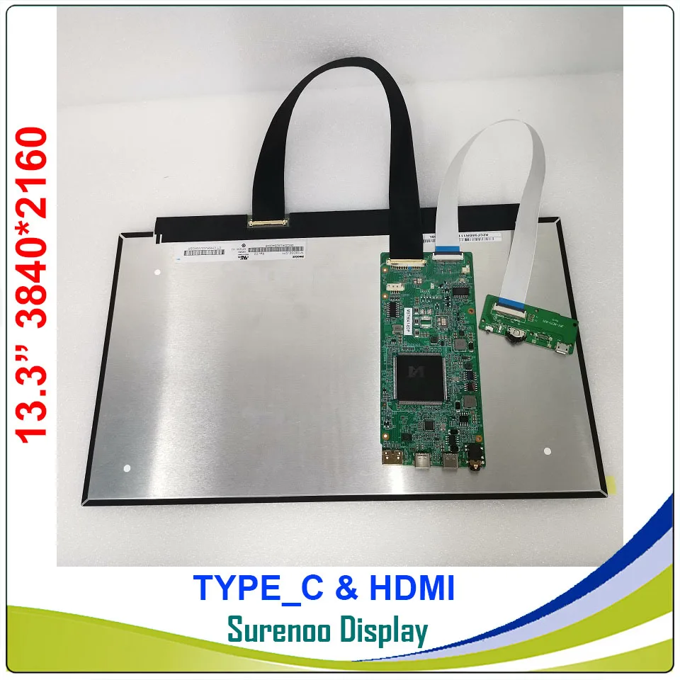 13.3" Inch 3840X2160 4K HDMI-Compatible LCD Module Monitor Screen Display Panel Type_C for Windows & Android Cable Projection