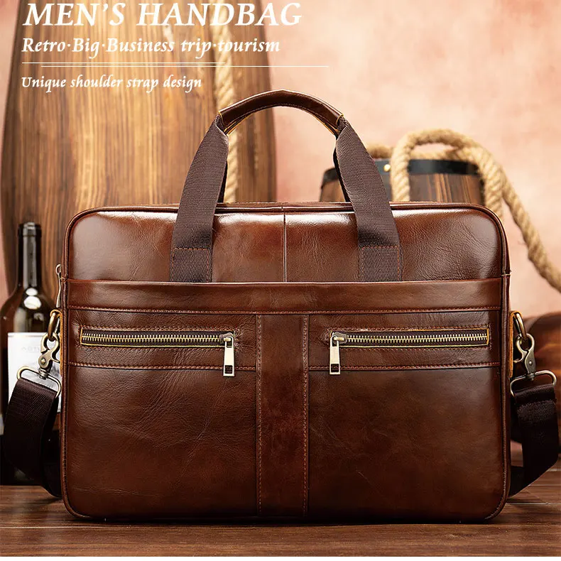 Natural Leather for men Messenger bags men briefcases Bag Business men Genuine Leather briefcase Male man laptop bag