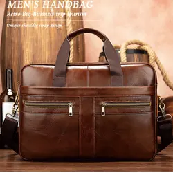 Bolsos de mensajero de cuero Natural para hombre, maletines de negocios, maletín de cuero genuino para hombre, bolso para portátil