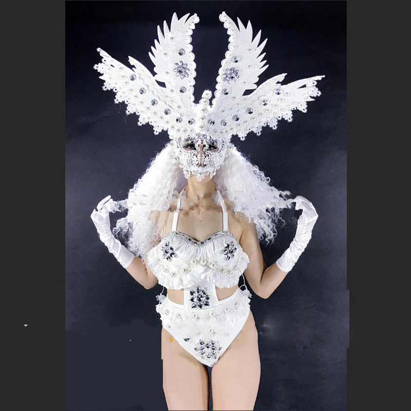 white angel baby costumes goddess costume Senior luxury mysterious girl  Halloween party cosplay Led Luminous dance suit