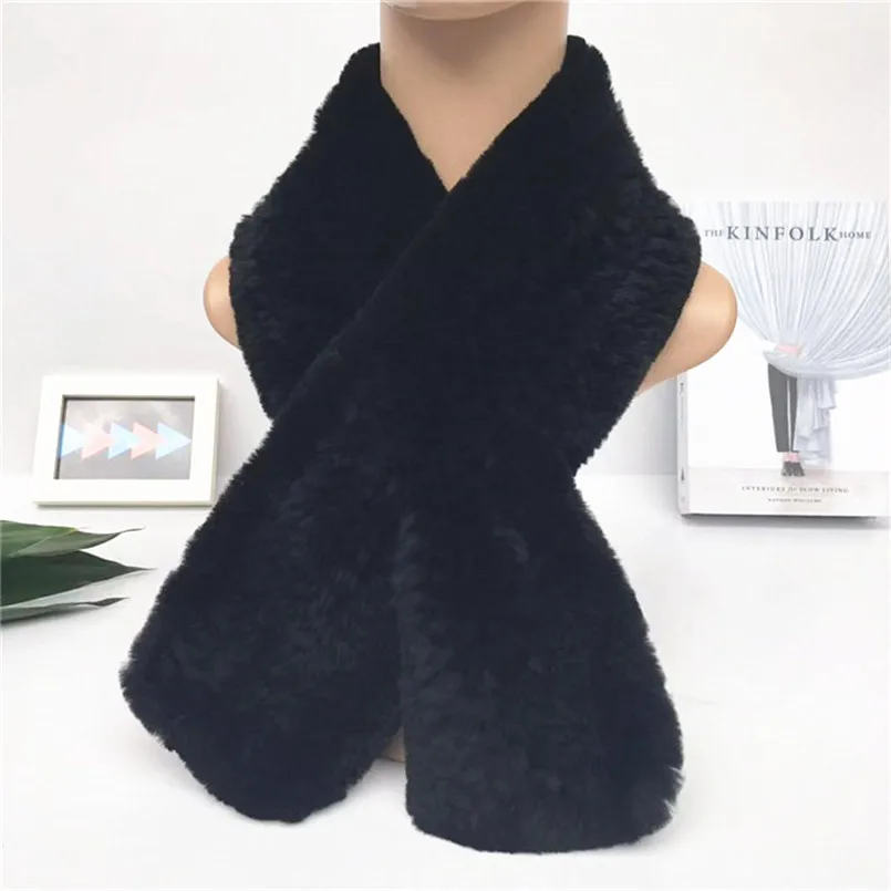 Winter Women 100% Natural Real Rex Rabbit Fur Scarf Natural Warm Fur Ring Muffler Lady High Quality S92