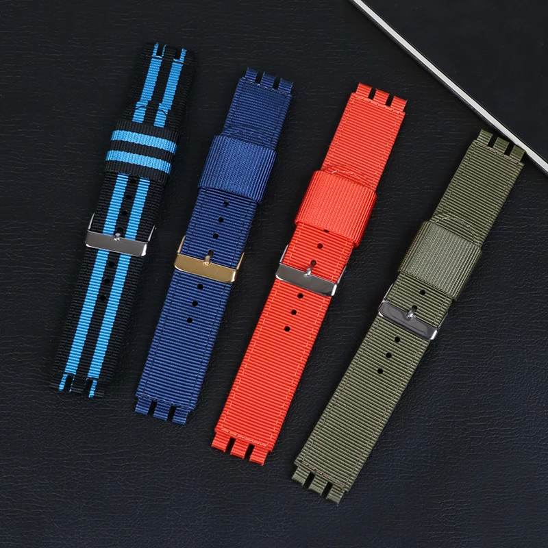 17mm 19mm 20mm Nylon Watch Band  for Swatch 3-convex Ends Fabric Canvas Replacement Watch Strap for Swatch Weave Wrist Bracelet