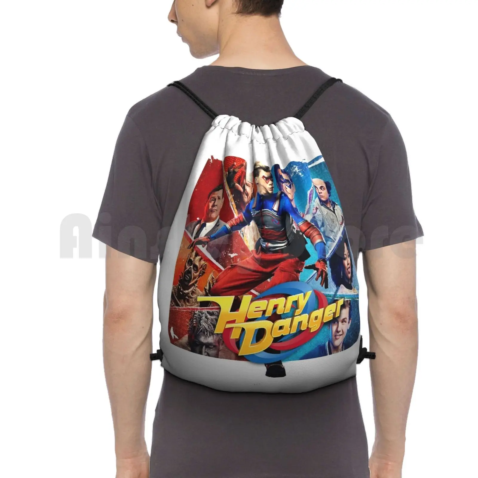 

Henry Danger Good Vs. Evil Backpack Drawstring Bag Riding Climbing Gym Bag Henry Danger Captain Man Tv Show Kids Children