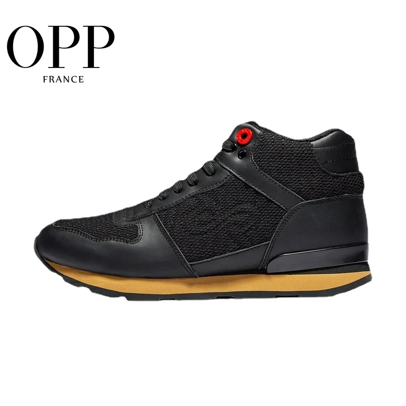 OPP Men's Shoes High-top Shoes Leather Sports Street Boots Men's Causal British Fashion Wear Lace-up Sneakers