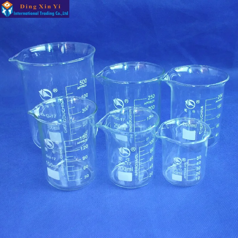 SHUNIU Low Form Beaker Chemistry Laboratory Borosilicate Glass Transparent Beaker 50/100/150/200/250/500/1000/2000/3000ml