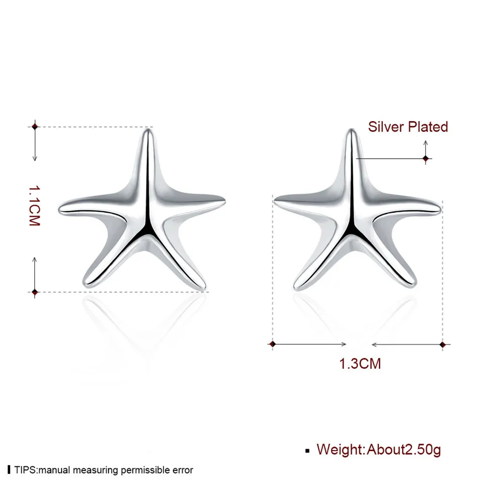 Fashion 925 Sterling Silver Starfish Earrings For Women Wedding Engagement Jewelry Christmas Gift Party